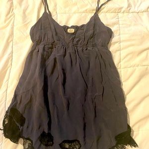 Wilfred / Navy Blue silk Top with lace detail